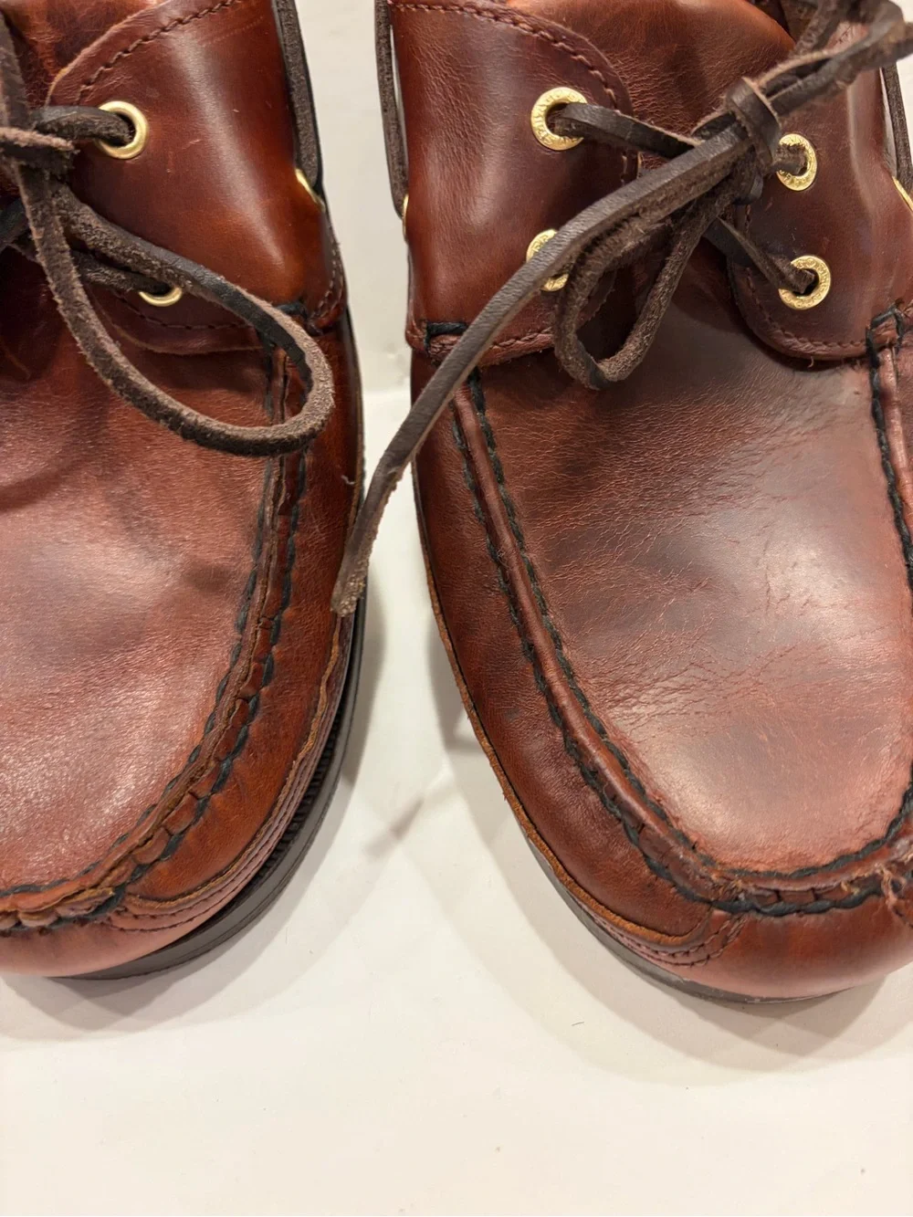Authentic Sebago docksiders Chestnut Brown Leather Boat Shoes size 11.5 EUC!!